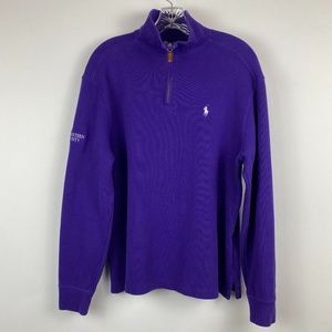 Polo by Ralph Lauren Purple Northwestern Quarter-Zip Sweater